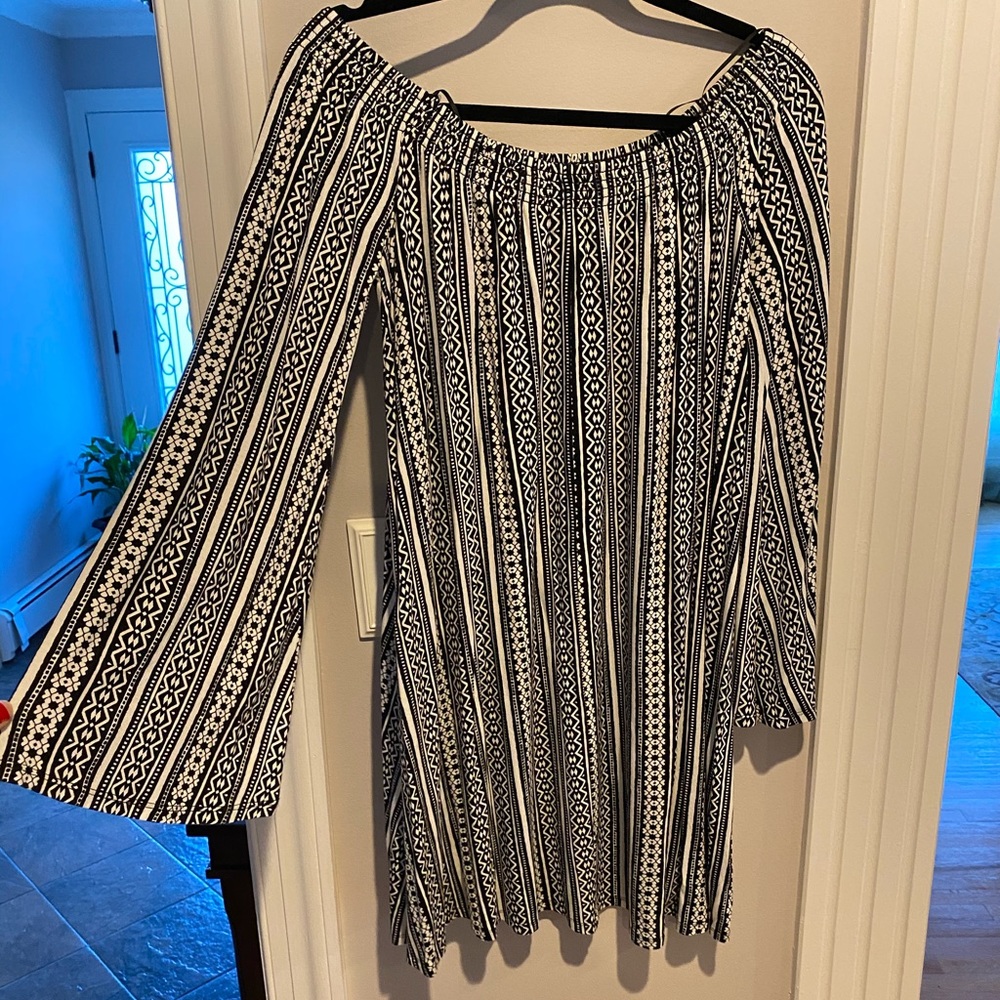 Express off the shoulder bell sleeve dress